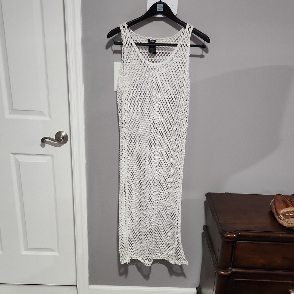 White Knit Sleeveless Dress cover up